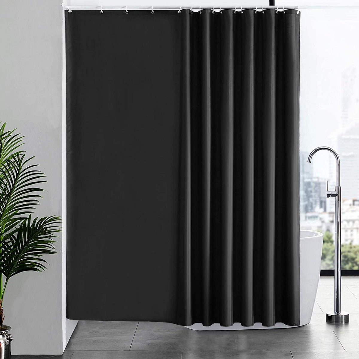 Duschvorhang Anti-schimmel Textil Wasserdicht 240x180cm Schwarz