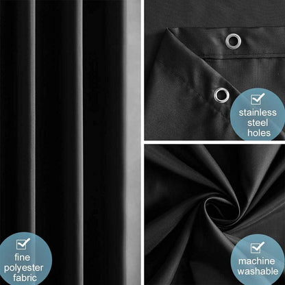 Duschvorhang Überlänge Anti-schimmel wasserdicht 240x180cm Schwarz