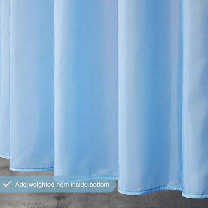 Duschvorhang Textil Anti-schimmel Wasserdicht Weiß Hellblau 120x200cm inkl. 8 Duschvorhangringen