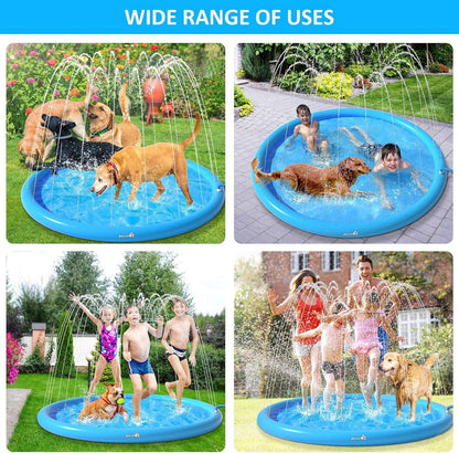Pecute Sprinkler Wasserspielmatte Splash Pad Hunde 150x150cm Blau