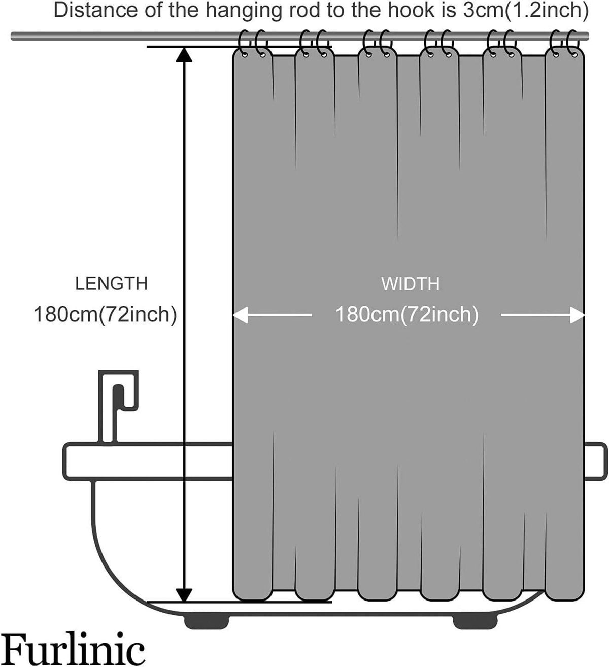 Duschvorhang 180x180 Anti-schimmel Stoff Wasserdicht Weiß Grün