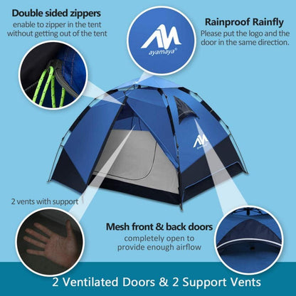 Wasserdichtes 3-4 Personen Campingzelt mit Quick-Up-System
