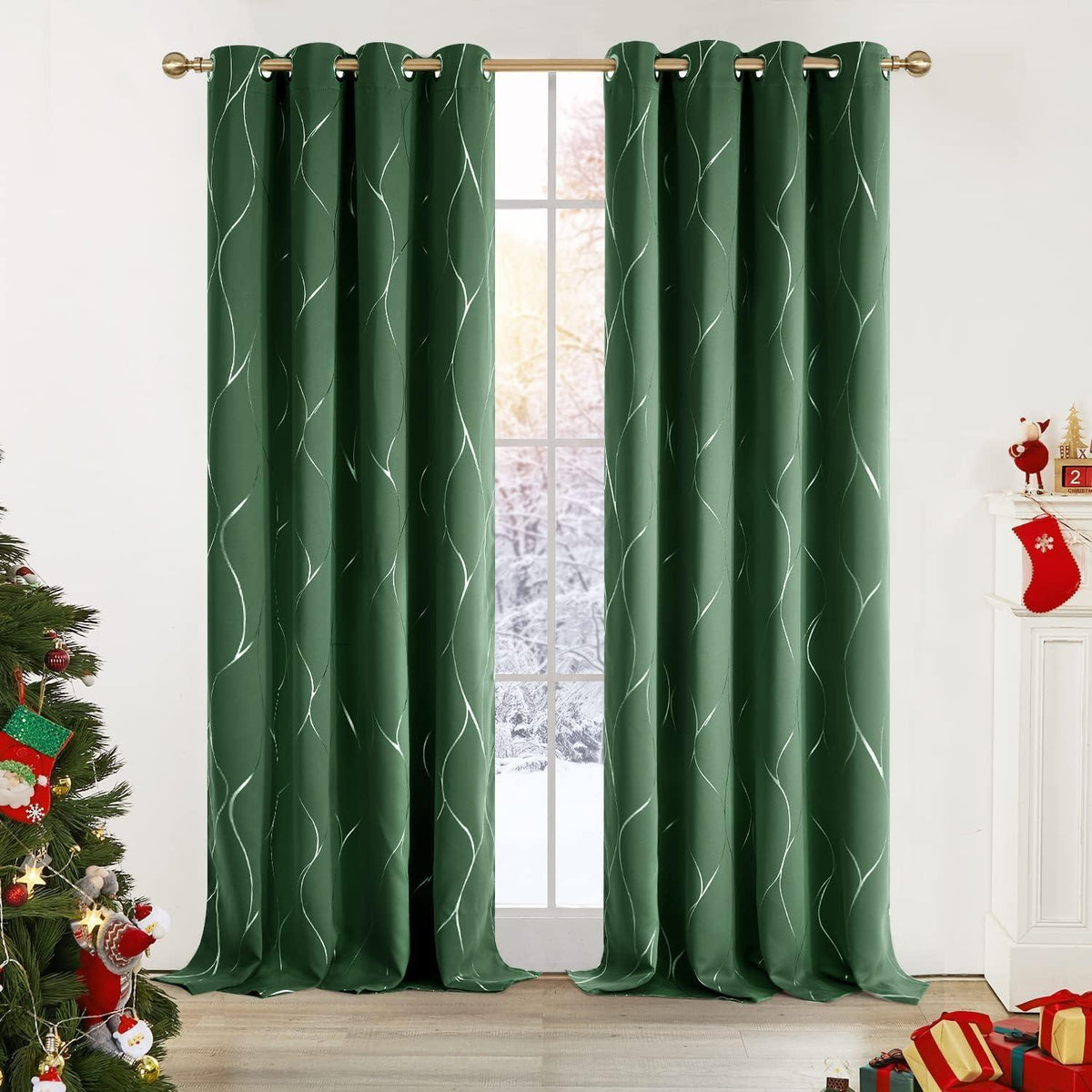 Verdunkelungsvorhänge Waldgrün 2er Set, 140x290 cm mit Ösen