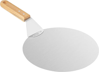 Pizzaschieber Metall Holzgriff Edelstahl Tablett 10 Zoll