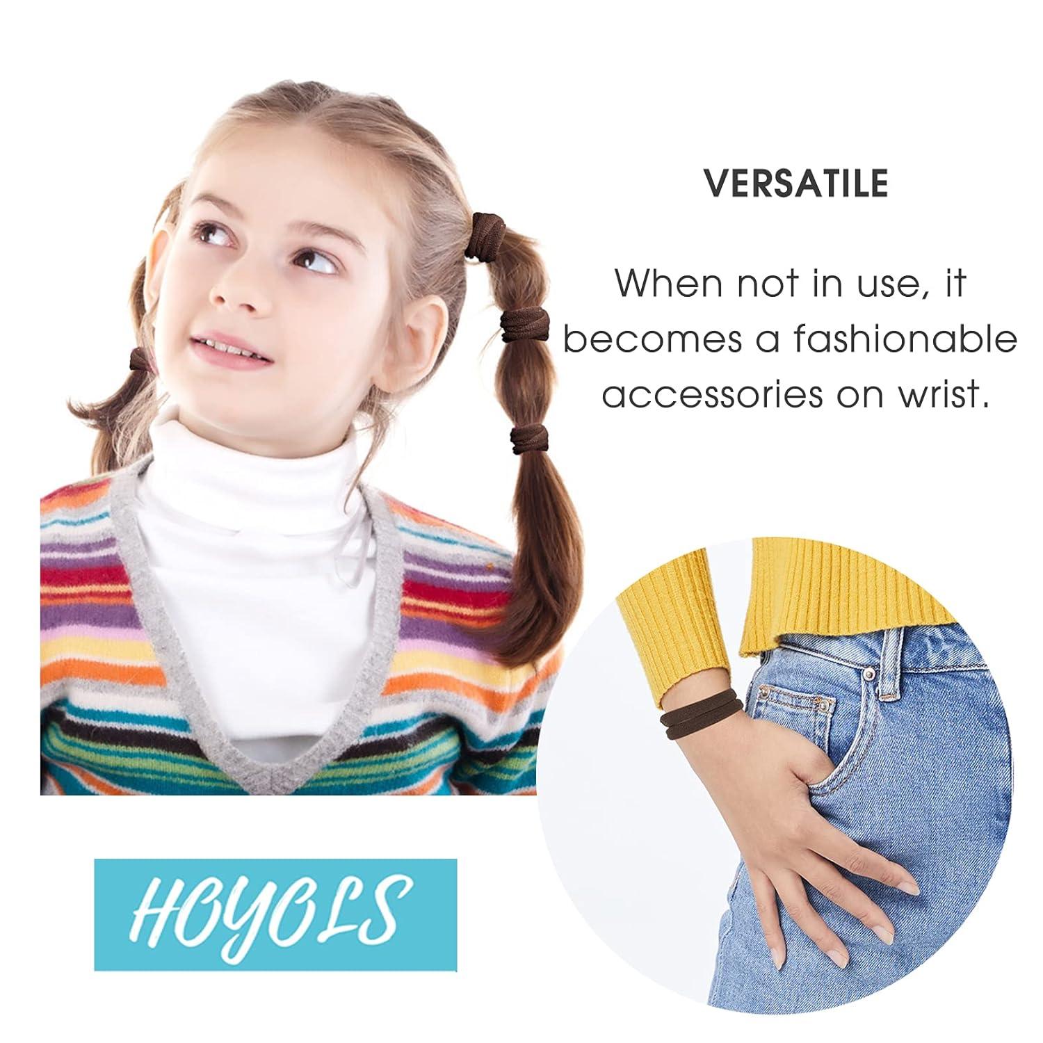 HOYOLS Dunkelbraune Nahtlose Haarbänder Stretch Elastisch 100er-Pack