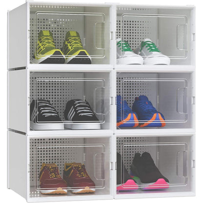 YITAHOME Schuhboxen 6er Set stapelbar stabil belüftet Gr. 46