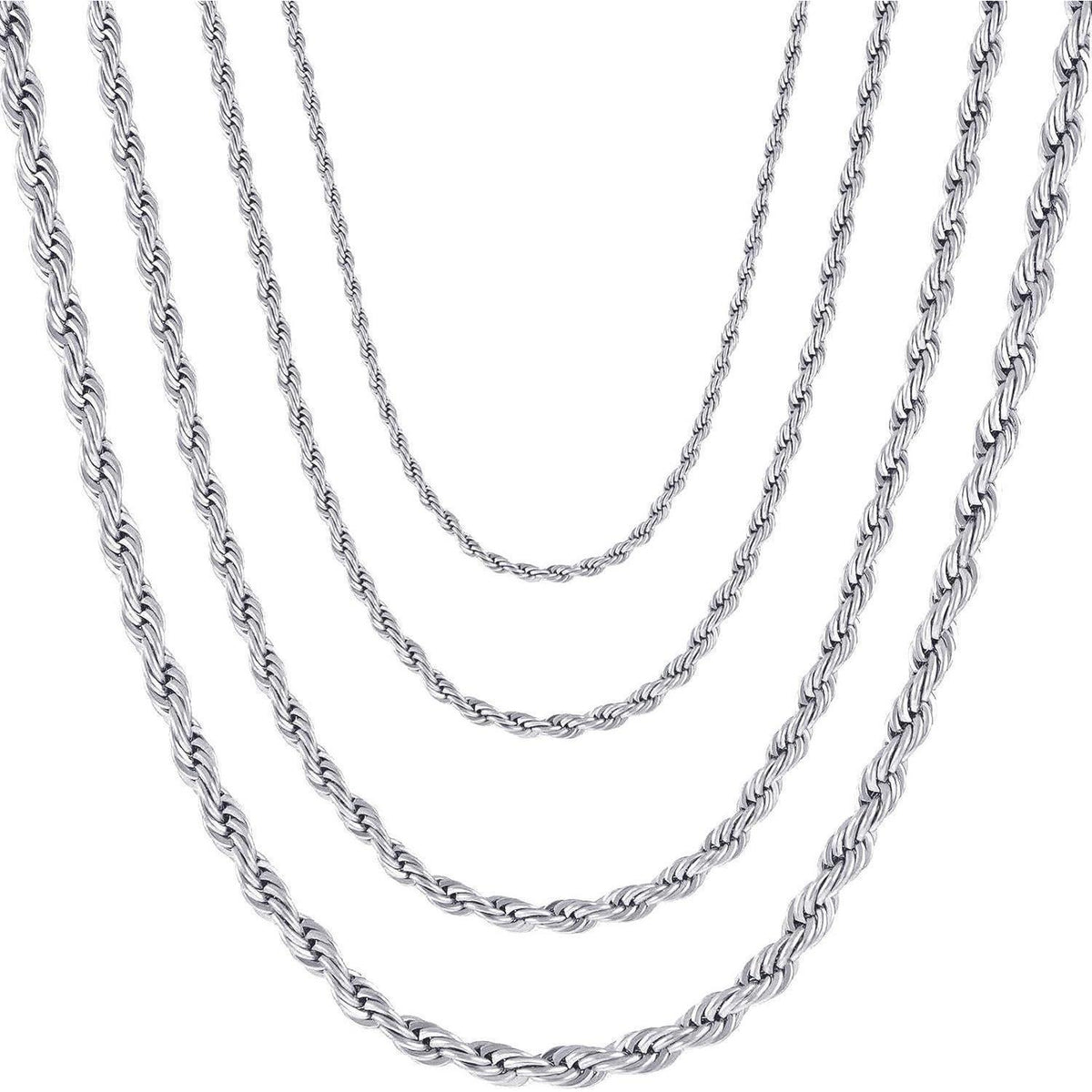 Herren Damen Halskette Edelstahl Verdrehte Kette 3mm Silber 80cm