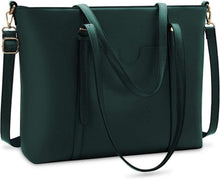 Elegante PU-Leder Laptop Handtasche Damen Schwarz 15.6 Zoll