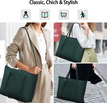 Handtasche Shopper Damen 15.6 Zoll PU Leder Schwarz Business Laptop
