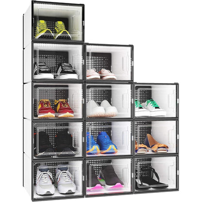 YITAHOME Schuhboxen 12er Set stapelbar stabil für Schuhe bis