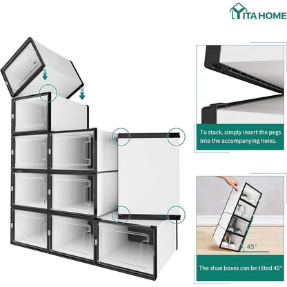 YITAHOME Schuhboxen 12er Set stapelbar stabil für Schuhe bis