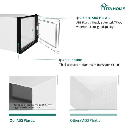YITAHOME Schuhboxen 12er Set stapelbar stabil für Schuhe bis
