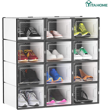 YITAHOME Schuhboxen 12er Set stapelbar stabil für Schuhe bis