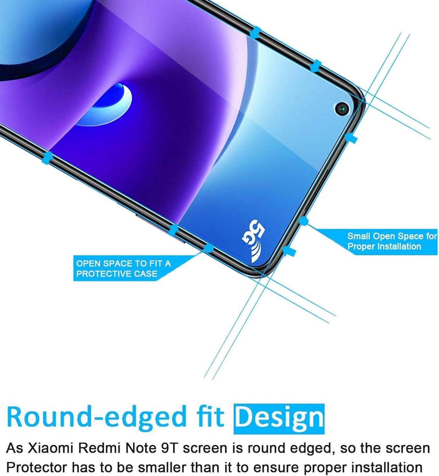 Panzer Schutz Glas 2 Stück Xiaomi Redmi Note 9T 5G 9H Härte Ultra-klar
