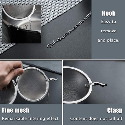 Edelstahl Teesieb mit Kette 5.5 cm für losen Tee und Gewürze