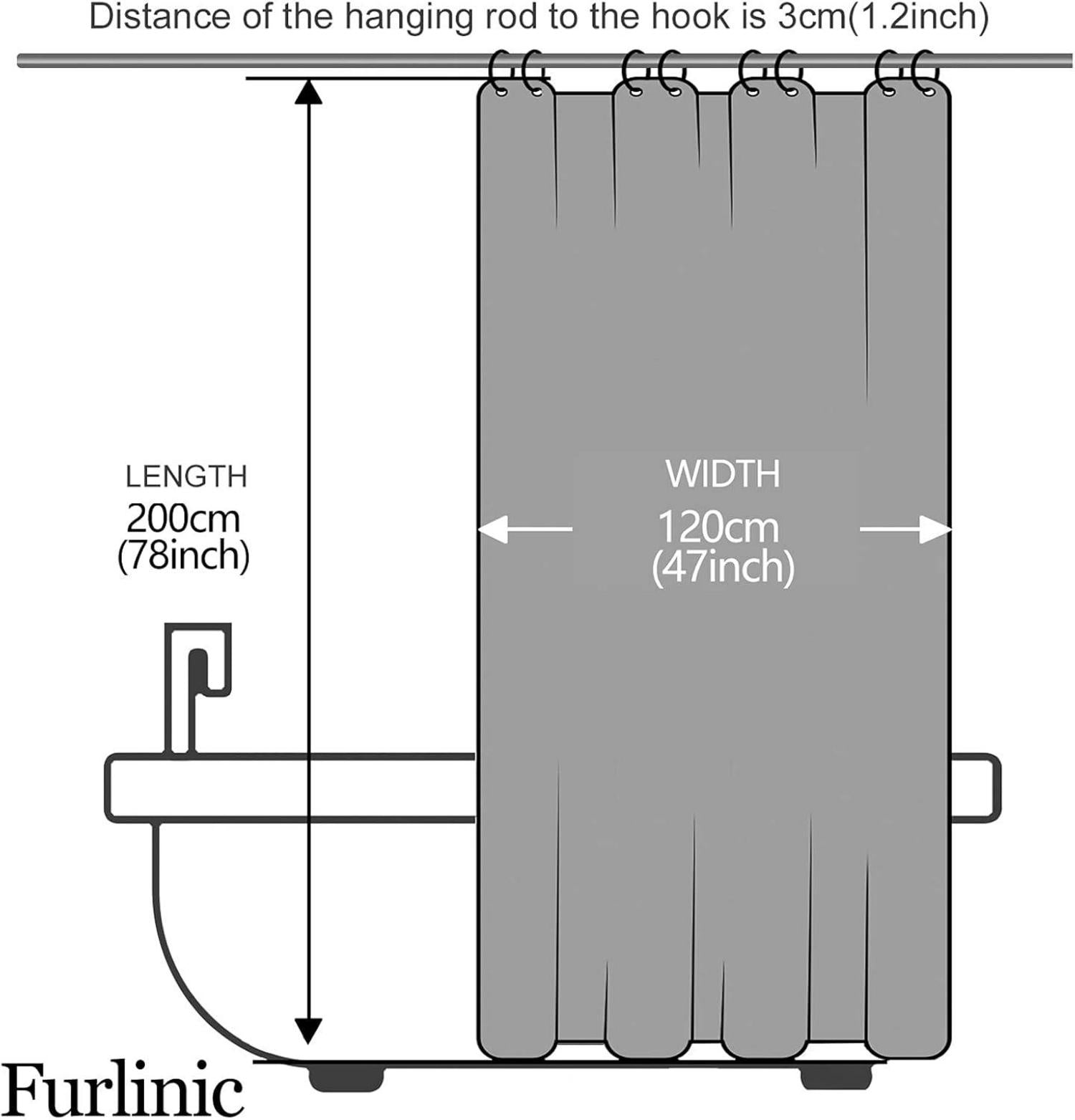 Duschvorhang Textil Anti-schimmel Wasserabweisend Waschbar Grau Blau