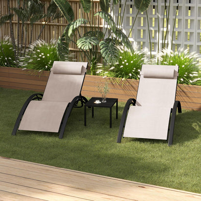 2er Set Aluminium Sonnenliege mit Beistelltisch und