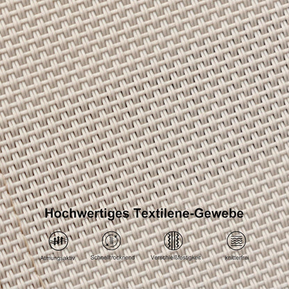 Aluminium Sonnenliege Set mit Beistelltisch und Kopfkissen, Wetterfest, 4-Fach Verstellbar, Stapelbar, Beige