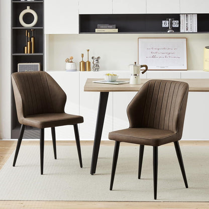 Esszimmerstühle 2er Set, Braun – Bequeme Polsterstühle in Lederoptik