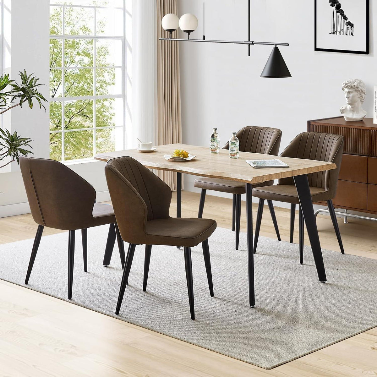 Esszimmerstühle 2er Set, Braun – Bequeme Polsterstühle in Lederoptik