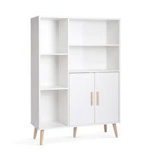Weißes Sideboard mit 2 Türen & 5 Fächern – 85x30x120 cm