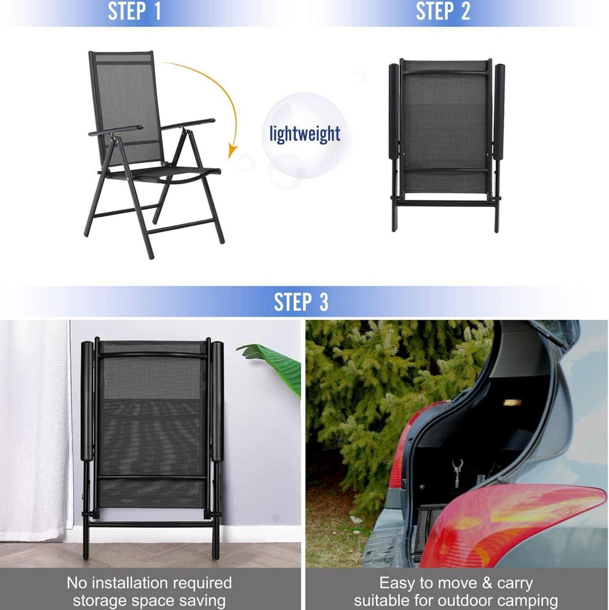 Gartenmöbel Set 4 Personen Wetterfest Aluminium Schwarz