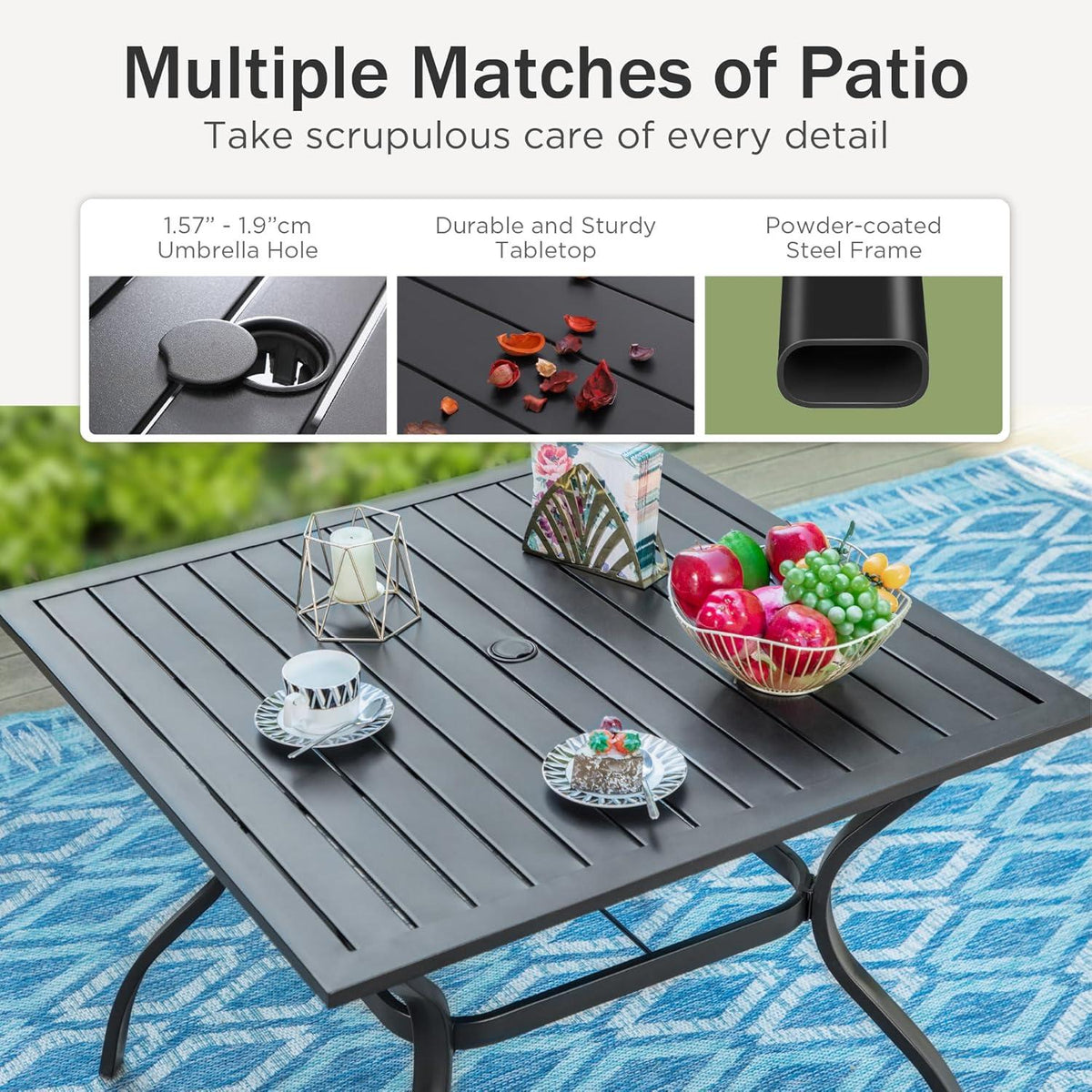 Gartenmöbel Set Wetterfest Outdoor Terrassenmöbel 4 Personen Schwarz