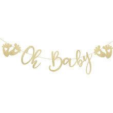 Glitzer Gold Baby Girlande für Baby Shower Deko, 3m Papier
