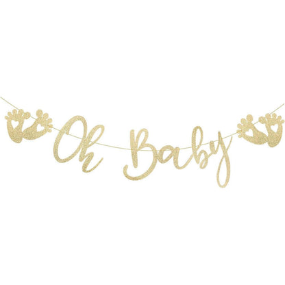 Glitzer Gold Baby Girlande für Baby Shower Deko, 3m Papier