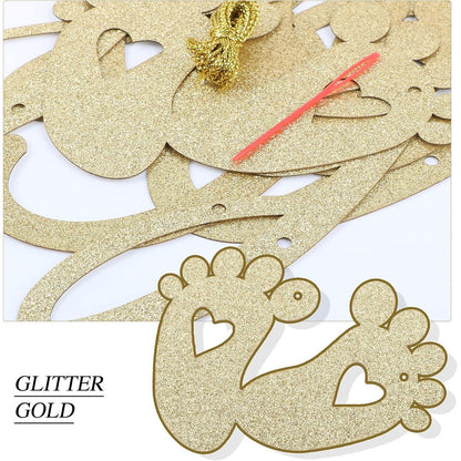 Glitzer Gold Baby Girlande für Baby Shower Deko, 3m Papier