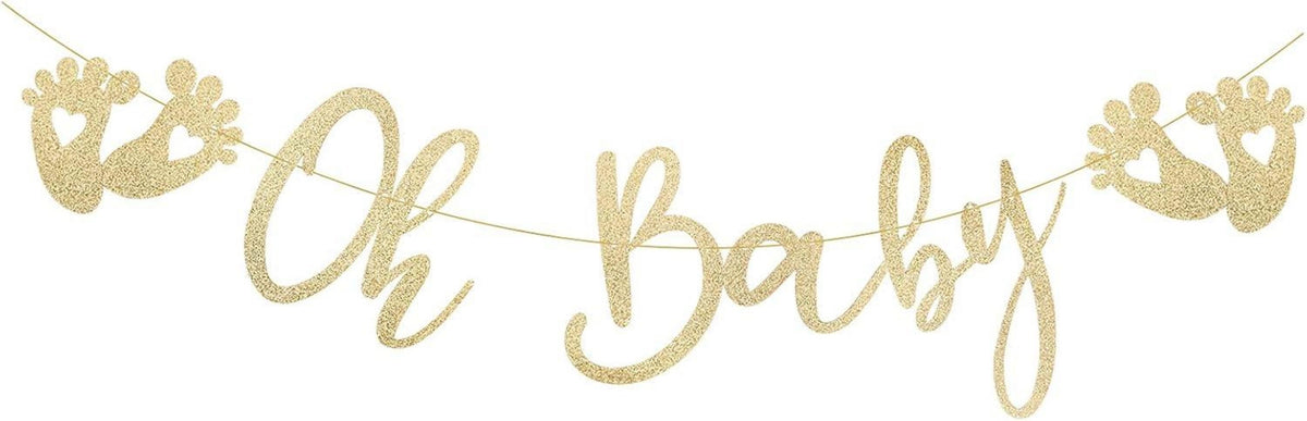 Glitzer Gold Baby Girlande Papier Deko Baby Shower Geburtstag