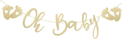 Glitzer Gold Baby Girlande Papier Deko Baby Shower Geburtstag