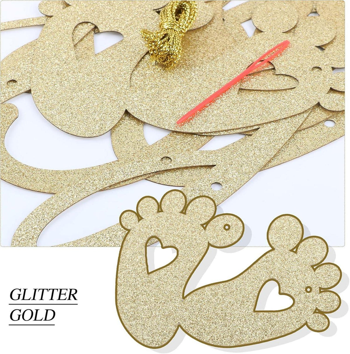 Glitzer Gold Baby Girlande Papier Deko Baby Shower Geburtstag