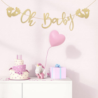 Glitzer Baby Girlande Gold Papier Deko Babydusche Aufhängen Mädchen