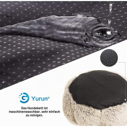 Flauschiges Hundebett rund, Braun 120x120x20cm