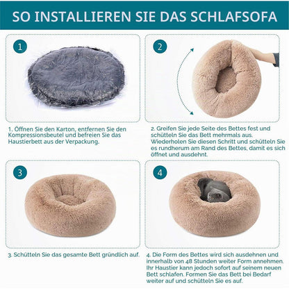 Flauschiges Hundebett rund, Braun 120x120x20cm