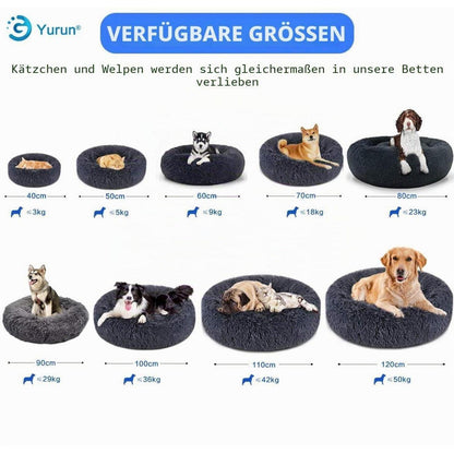 Flauschiges Hundebett rund, Braun 120x120x20cm