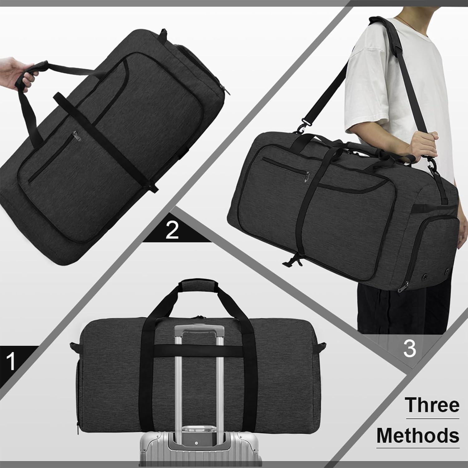 NEWHEY Sporttasche 100L Schwarz Herren Reisetasche Weekender
