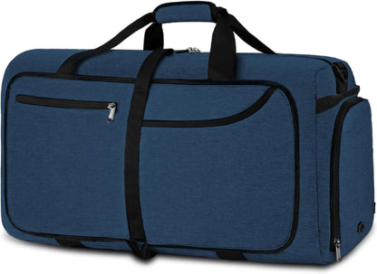Faltbare Reisetasche 100L Schwarz Sporttasche mit Schuhfach