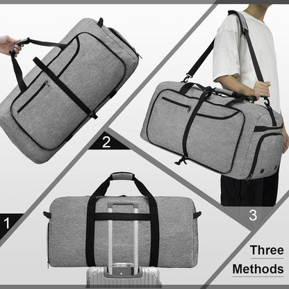 NEWHEY Große 100L Faltbare Reisetasche Sporttasche Weekender Schwarz
