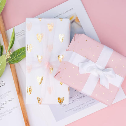 Geschenkpapierrolle Mini-Rolle 3 Verschiedene Pinke Graue