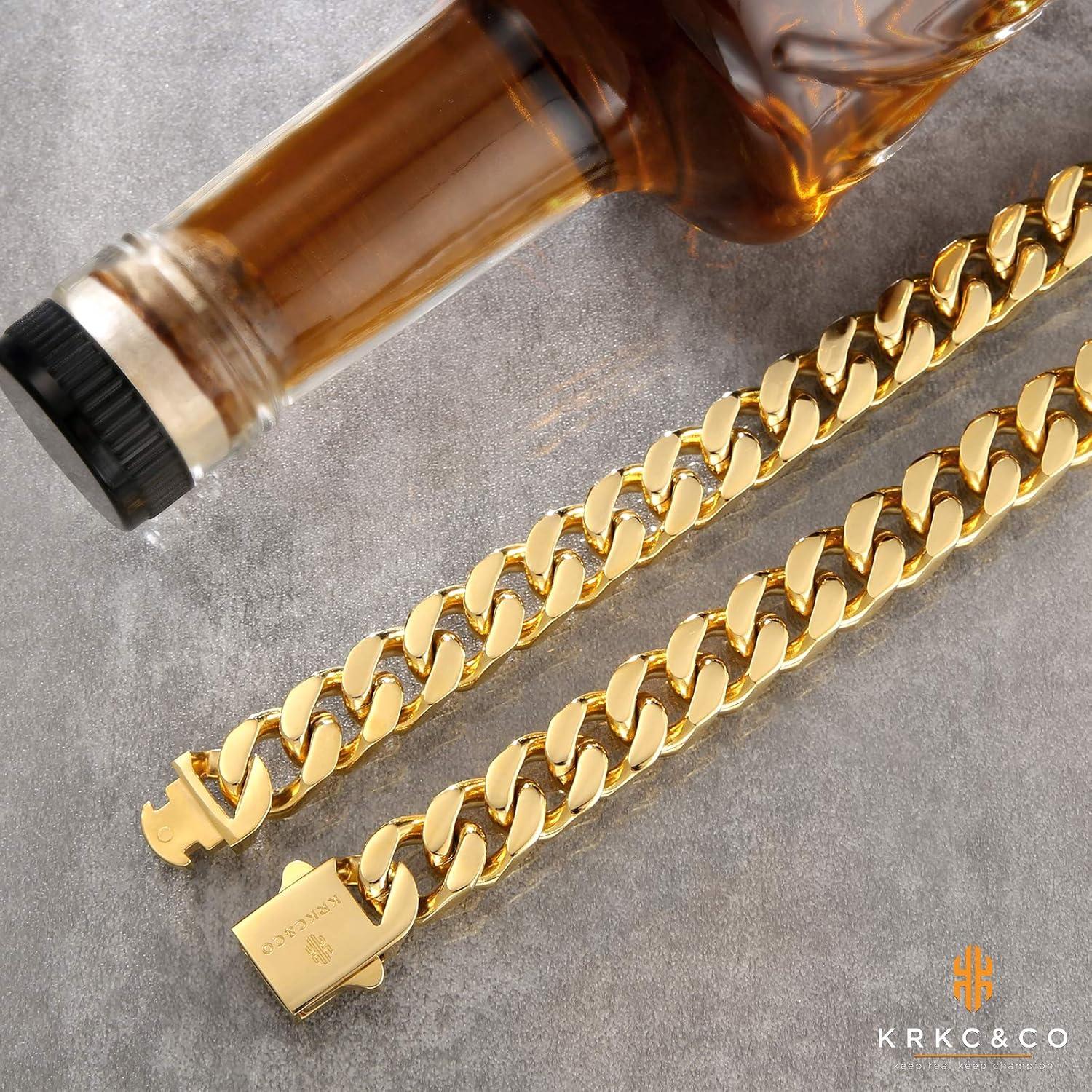Panzerkette Herren Gold Cuban Link Chain 12mm 66cm