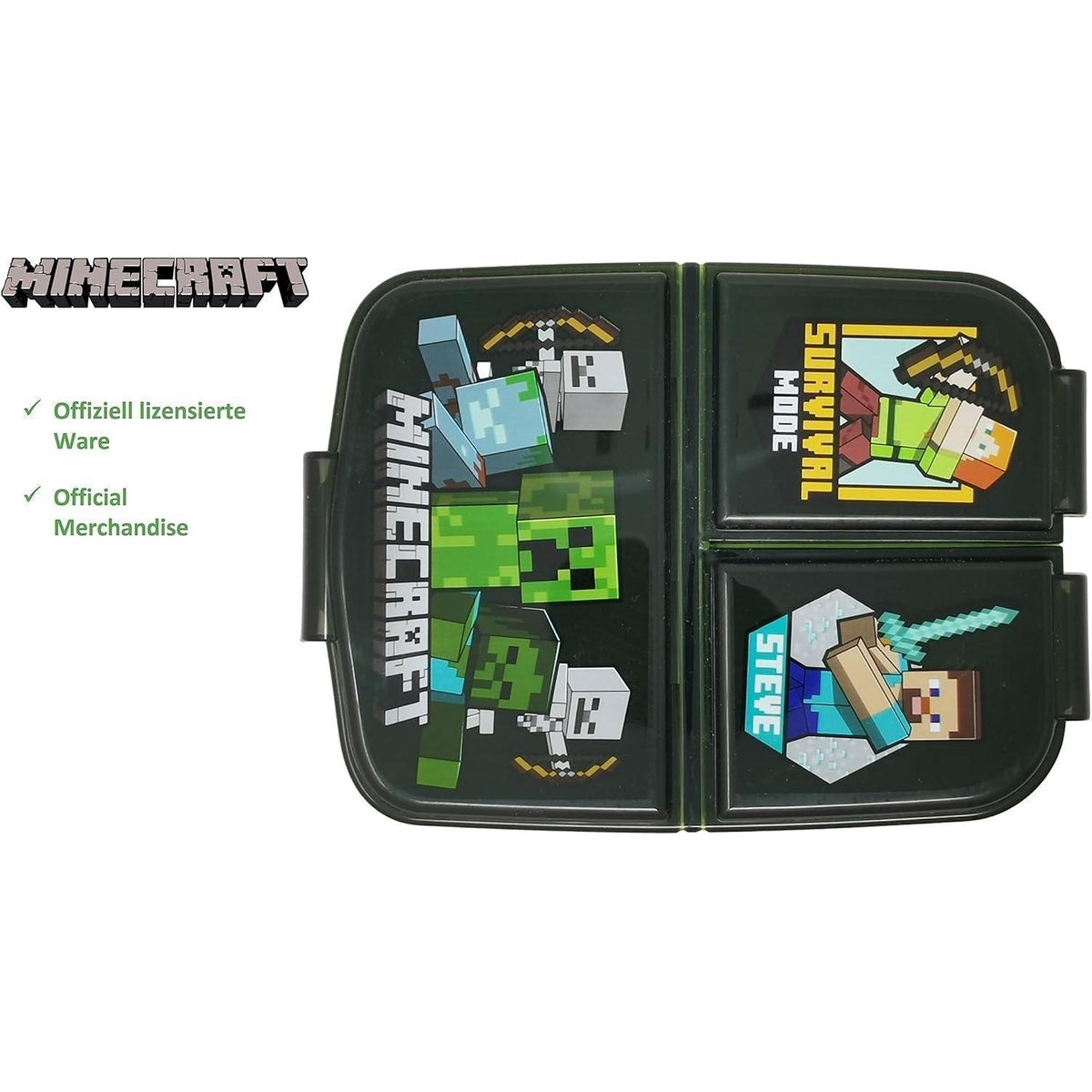 Kinder Brotdose mit 3 Fächern (Minecraft)