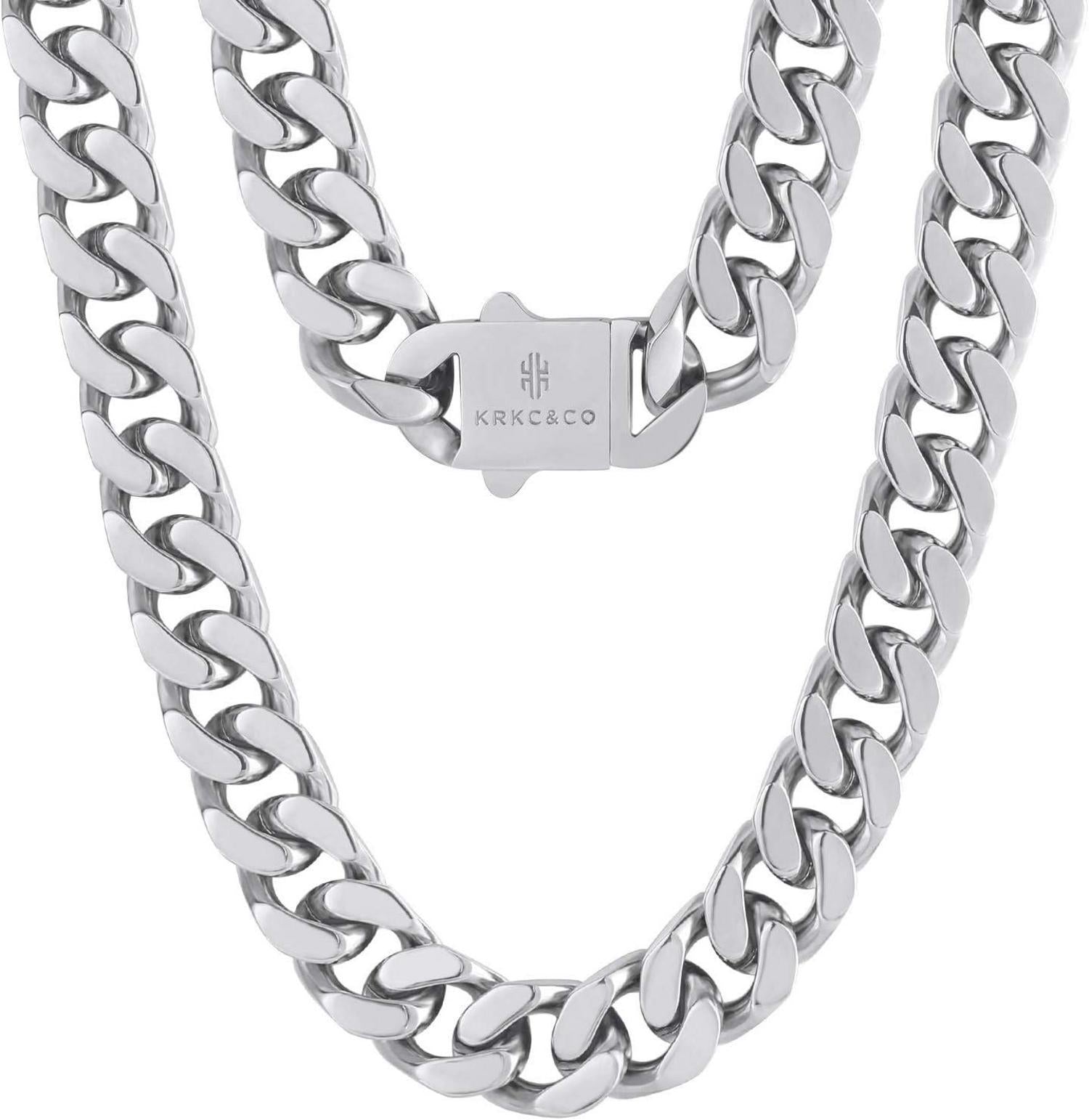 Panzerkette Herren 14mm Gold/Weißgold Cuban Chain 50.8cm