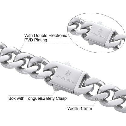 Edelstahl Panzerkette Herren 14mm 18K Gold Cuban Link Chain