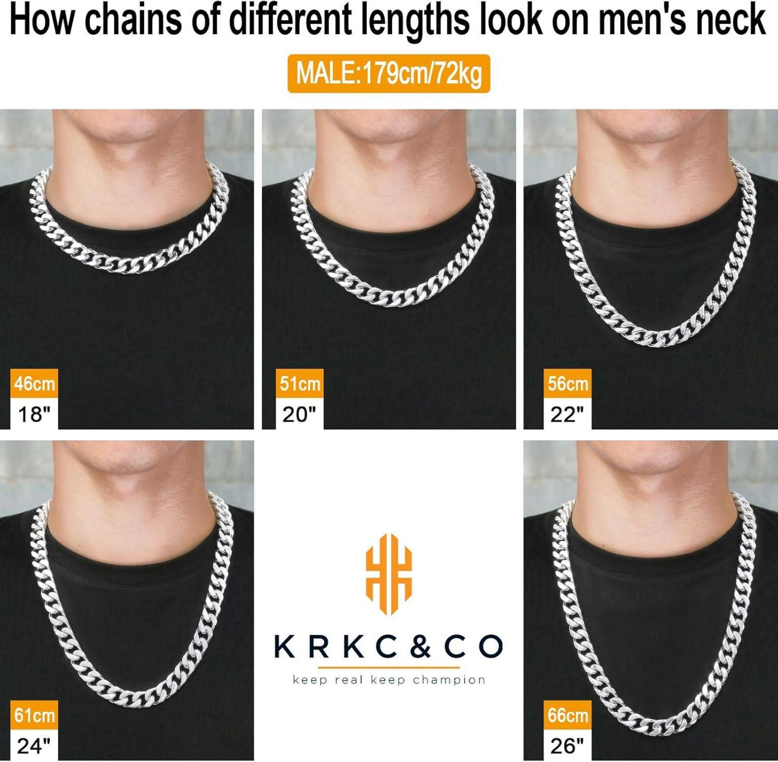 Herren Panzerkette 18K Gold Weißgold 14mm Cuban Link Chain 61cm