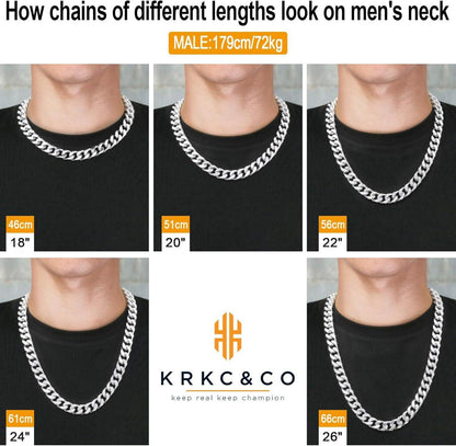 Herren Panzerkette 18K Gold Weißgold 14mm Cuban Link Chain 61cm
