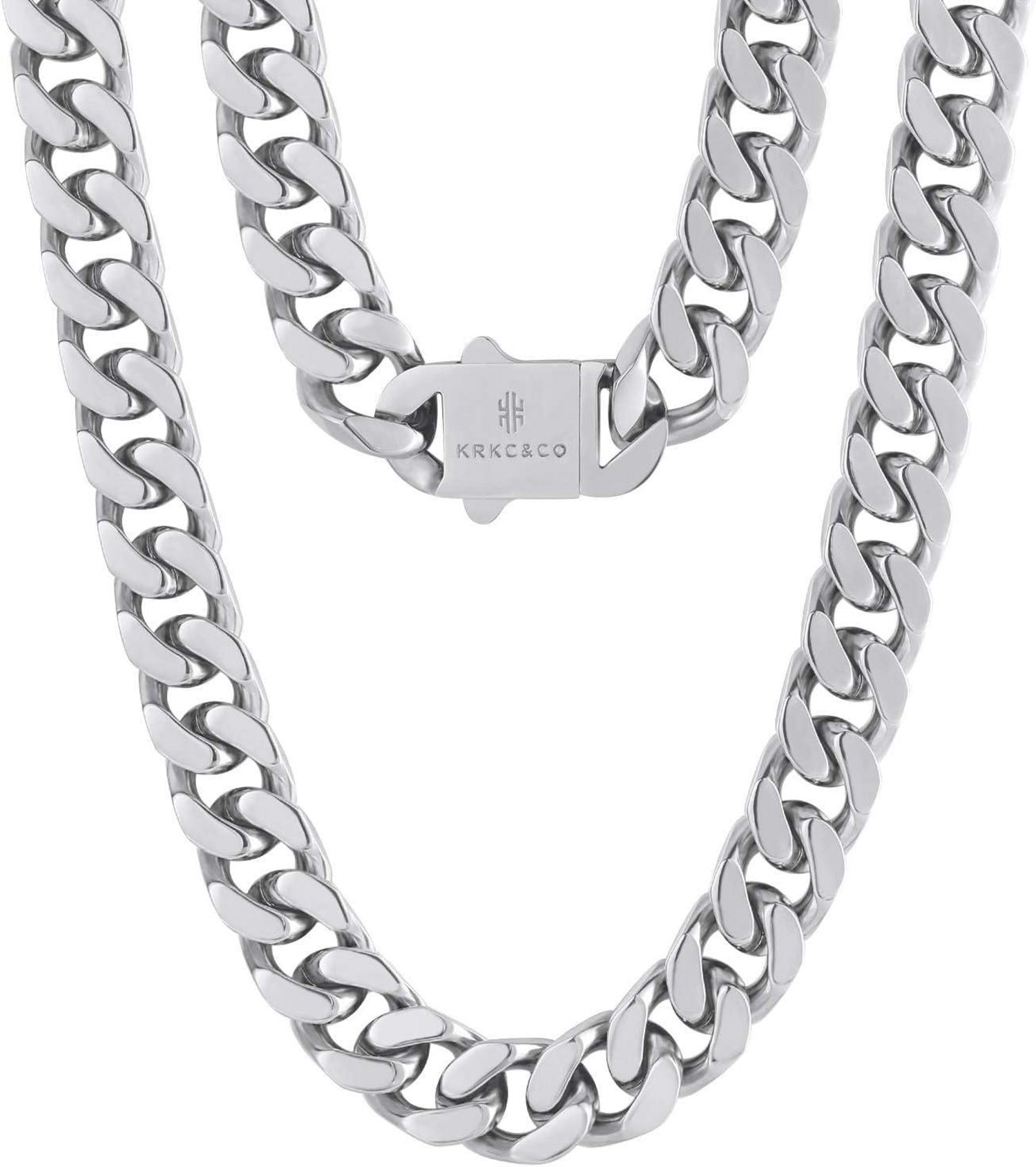 Panzerkette Cuban Link Chain 18K Gold/Weißgold plattiert Edelstahl