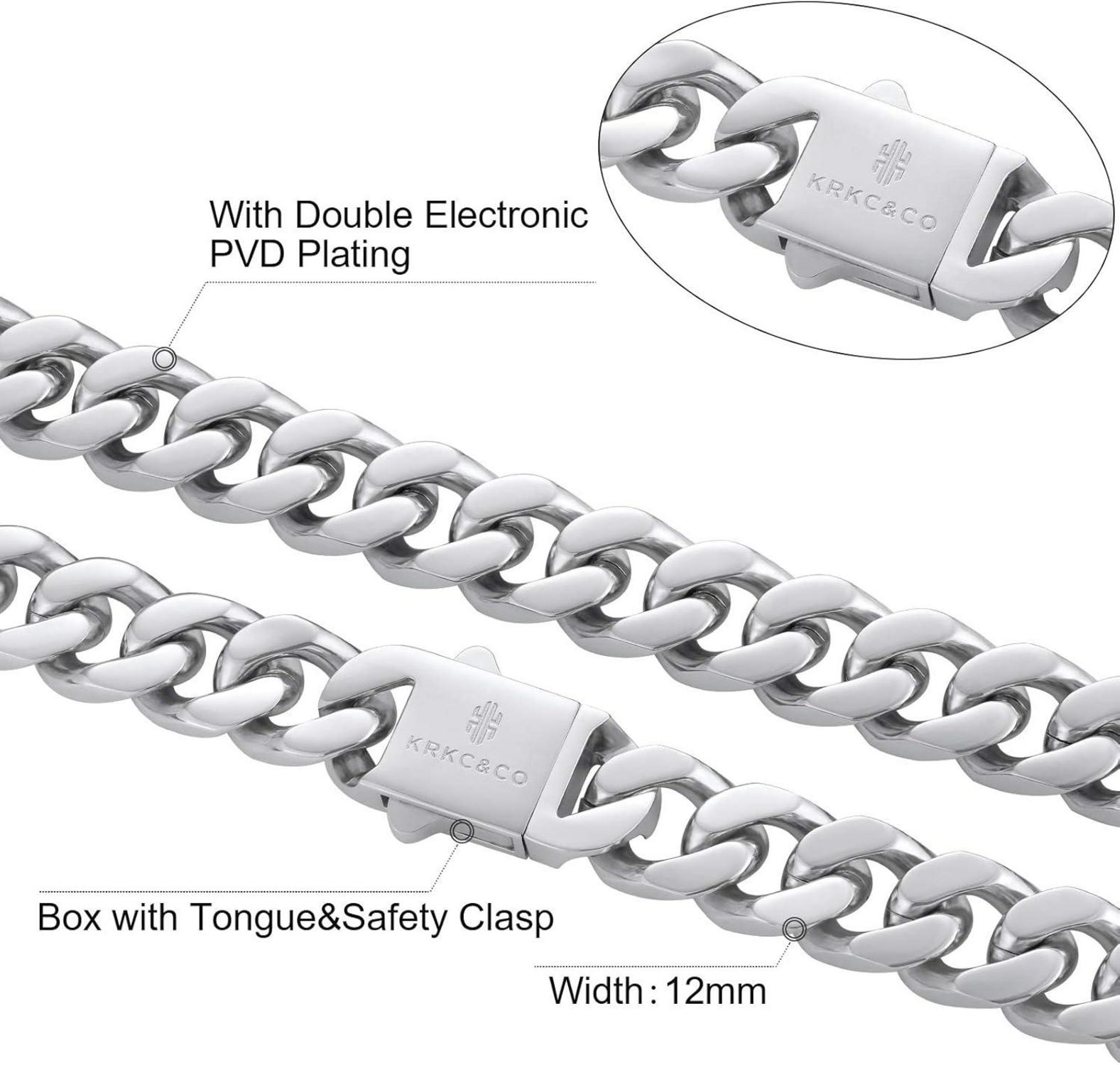 Panzerkette Cuban Link Chain 18K Gold/Weißgold plattiert Edelstahl