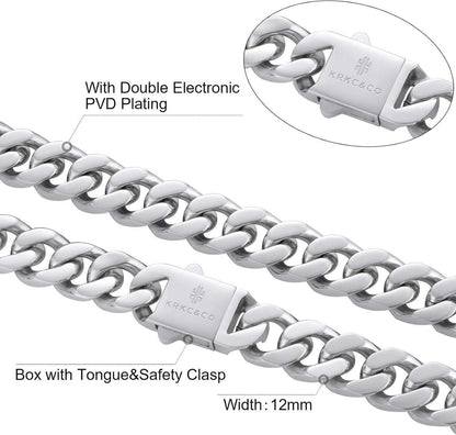 Panzerkette Cuban Link Chain 18K Gold/Weißgold plattiert Edelstahl